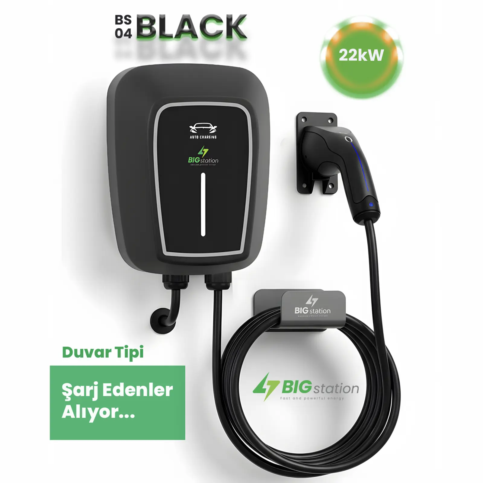 BIGstation Duvar Tipi Şarj İstasyonu 22kW (BS4) Black